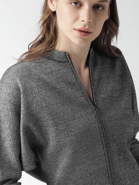

Mast & Harbour Women Silver-Toned Solid Cardigan Sweater