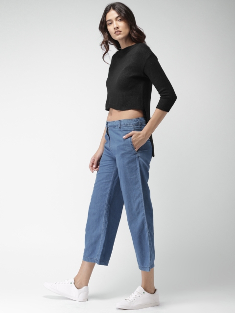 

Mast & Harbour Women Black Solid High-Low Hem Pullover Sweater