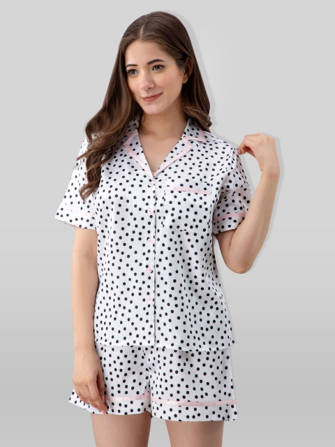 

PRETTY LOVING THING Women White & Black Printed Nightsuit