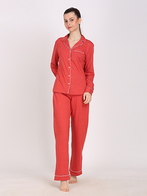 

PRETTY LOVING THING Women Red Solid Night suit