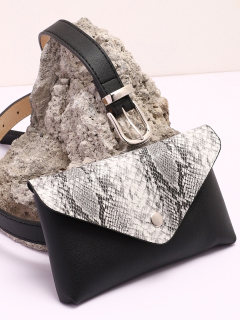 

HAUTE SAUCE by Campus Sutra Women Black Textured PU Belt