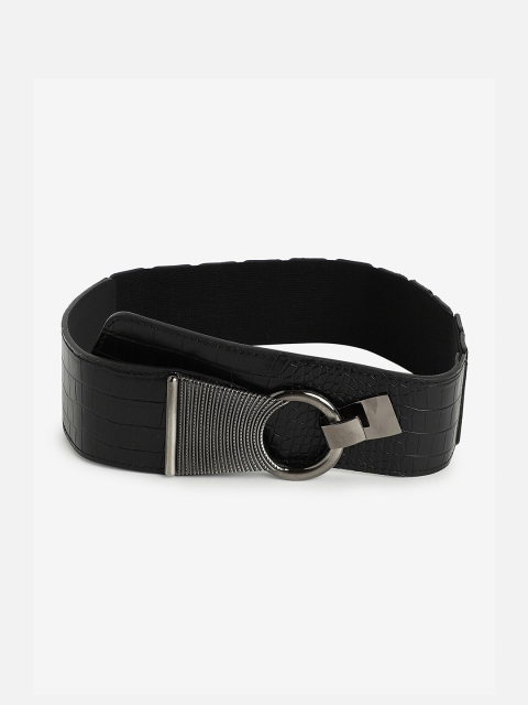 

HAUTE SAUCE by Campus Sutra Women Black Textured PU Belt