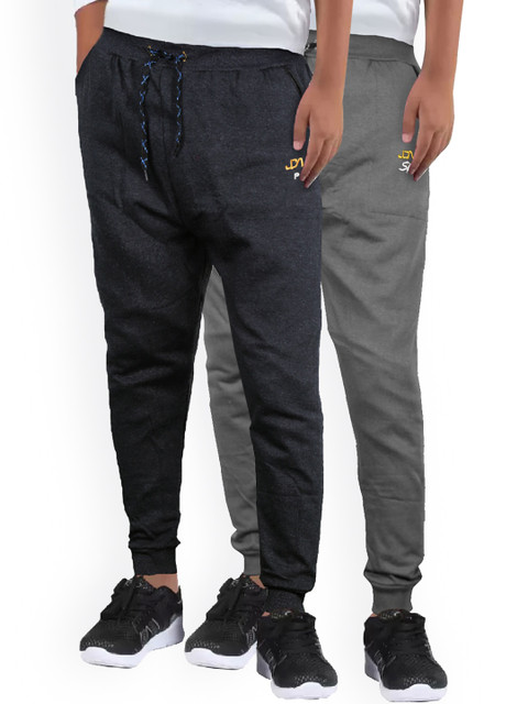 

Silver Fang Boys Pack of 2 Black & Grey Solid Cotton Joggers