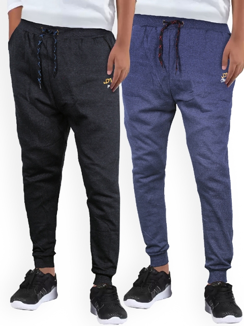 

Silver Fang Boys Pack Of 2 Grey & Blue Solid Cotton Joggers