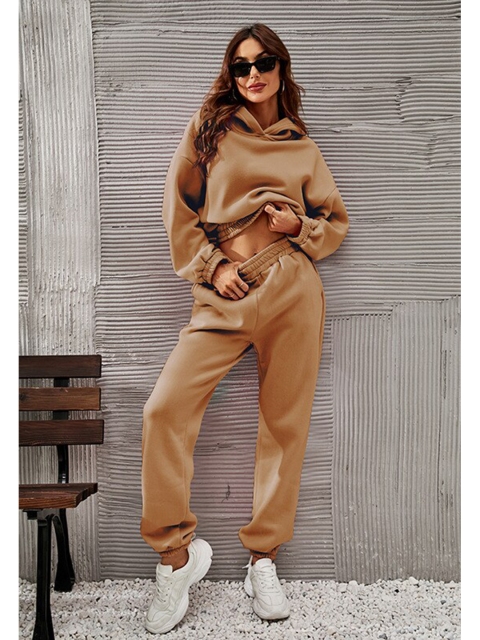 

BoStreet Women Khaki T-shirt with Trouser Set
