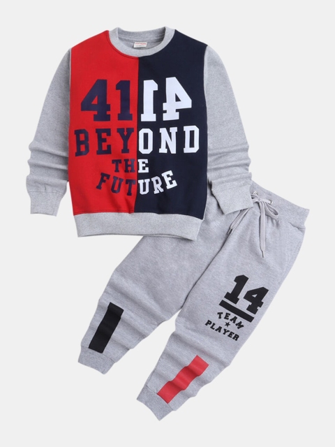 

Hopscotch Boys Grey & Red Printed Top with Trousers