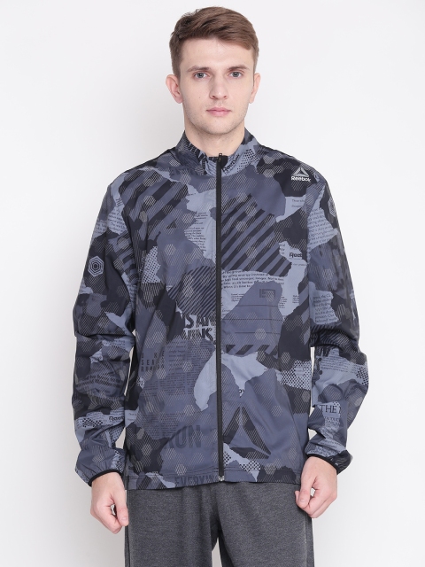 

Reebok Men Grey Camouflage Print Lightweight OSR Reflect Sporty Jacket