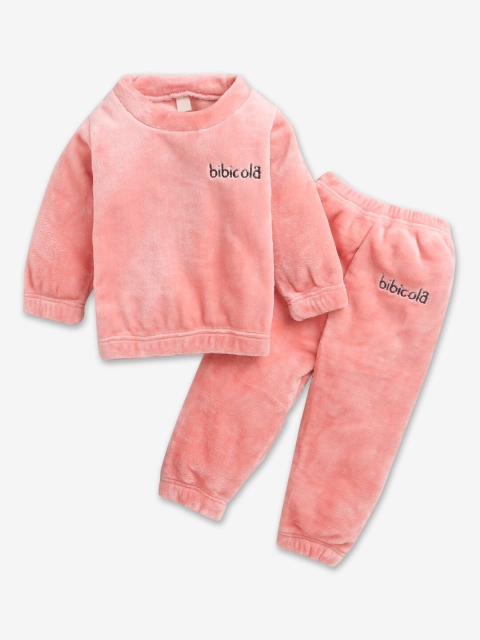 

Hopscotch Girls Pink & Black Printed Night suit