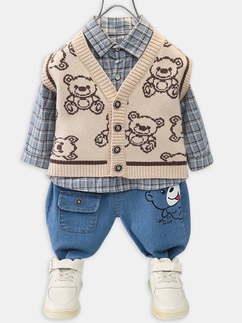 

Hopscotch Boys Grey & Blue Checked Shirt with Trouser & Waistcoat set