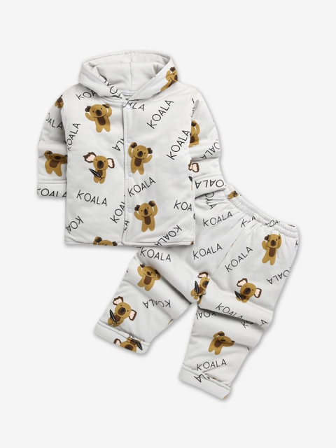 

Hopscotch Boys White & Black Printed Night suit