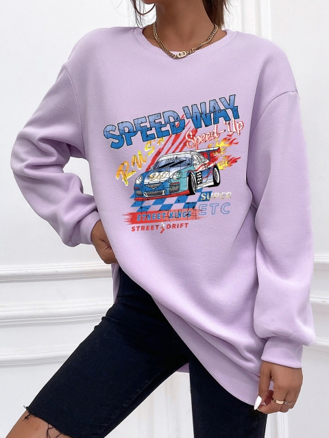 

BoStreet Women Purple Printed Sweatshirt