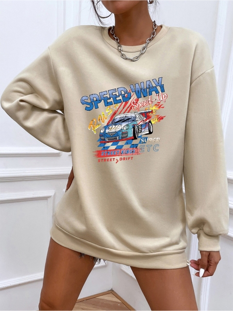 

BoStreet Women Beige Printed Sweatshirt
