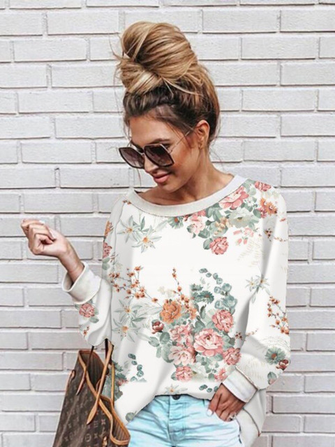 

BoStreet Women White Printed Sweatshirt