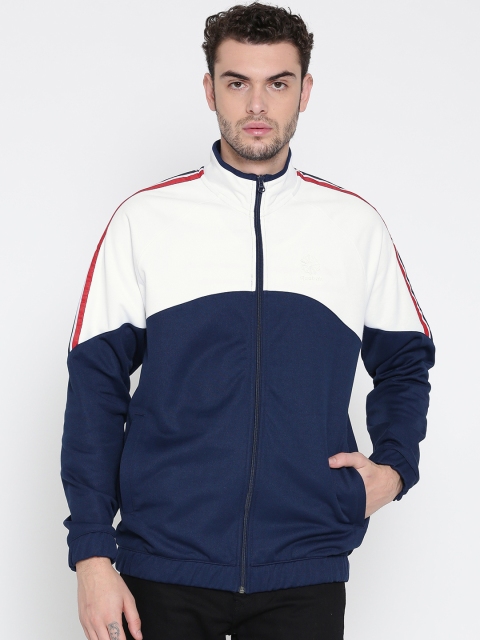 

Reebok Classic Men White & Navy F Franchise Colourblocked Bomber Jacket