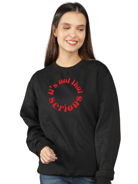 

Mad Over Print Women Black Printed Sweatshirt
