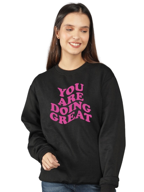 

Mad Over Print Women Black Printed Sweatshirt