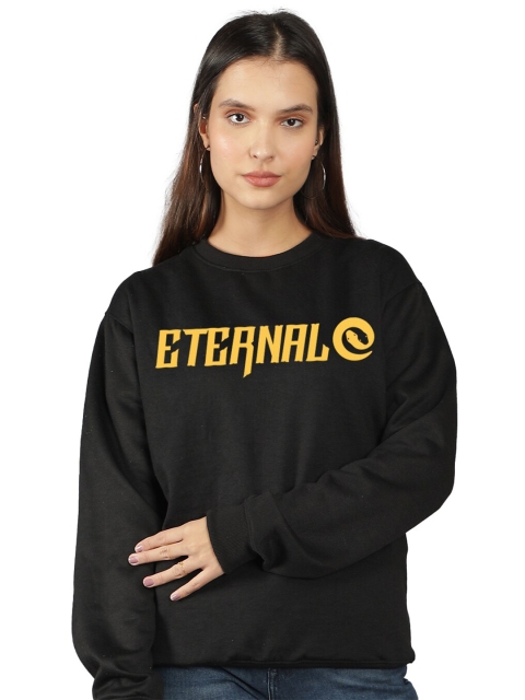 

Mad Over Print Women Black Printed Sweatshirt