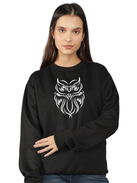 

Mad Over Print Women Black Printed Sweatshirt