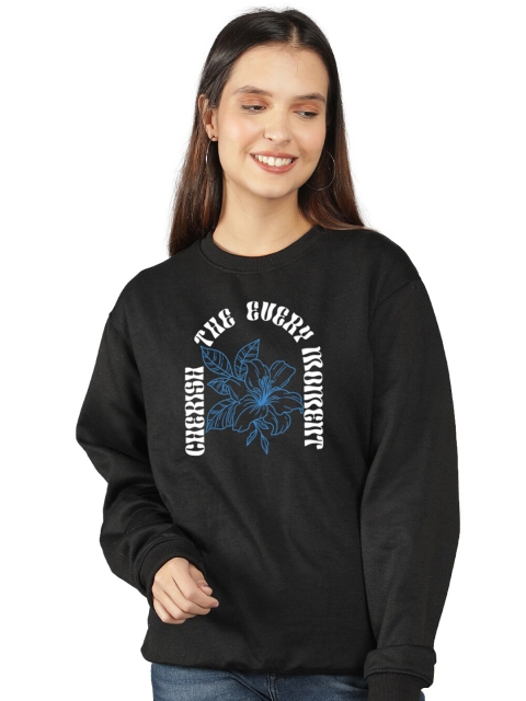 

Mad Over Print Women Black Printed Sweatshirt