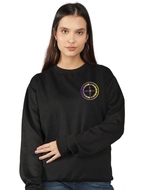 

Mad Over Print Women Black Solid Sweatshirt