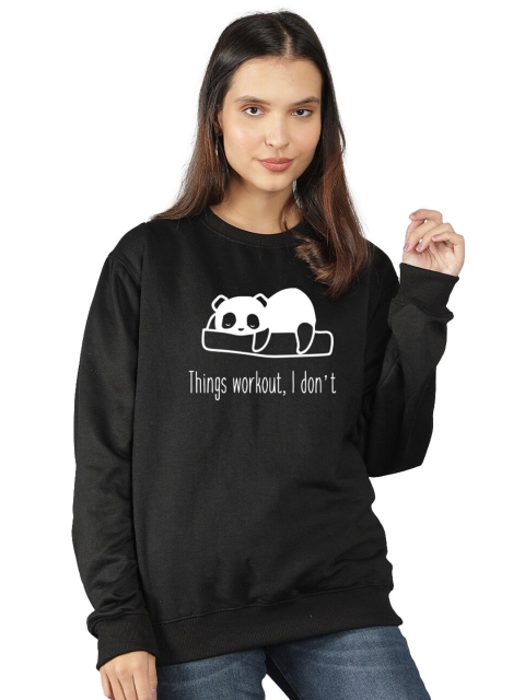 

Mad Over Print Women Black Printed Sweatshirt