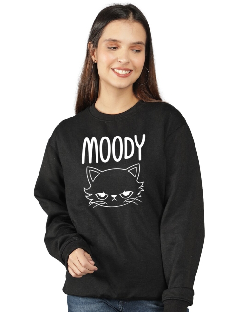 

Mad Over Print Women Black Printed Sweatshirt