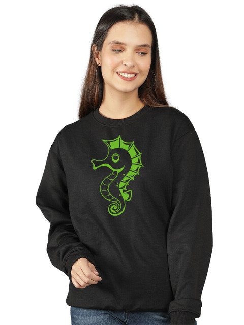

Mad Over Print Women Black Printed Sweatshirt