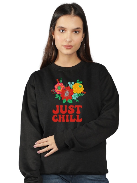 

Mad Over Print Women Black Printed Sweatshirt