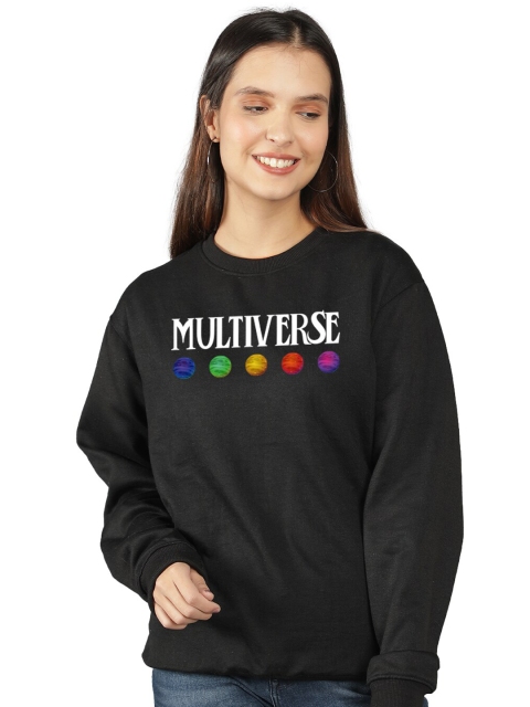 

Mad Over Print Women Black Printed Sweatshirt
