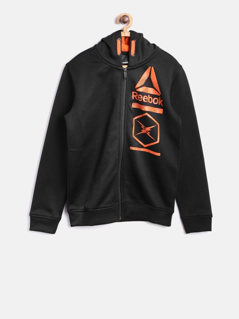 

Reebok Boys Black GRPHC HDY Printed Hooded Sweatshirt
