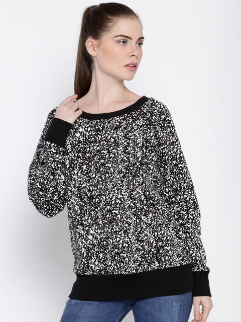 

Reebok Women Black & White Solid Sweatshirt