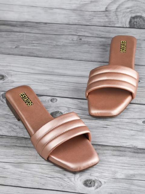 

ESTATOS Women Gold-Toned Open Toe Flats