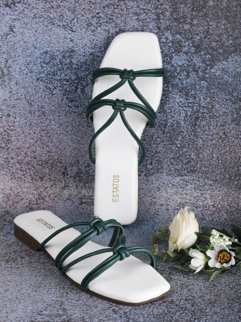 

ESTATOS Women White Open Toe Flats