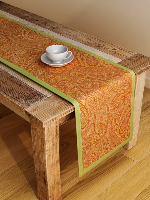 

S9home by Seasons Orange Patterned 72" x 12" Polyester Table Runner