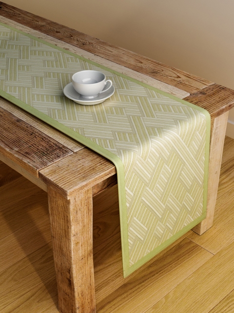 

S9home by Seasons Lime Green & Beige Patterned 72" x 12" Polyester Table Runner