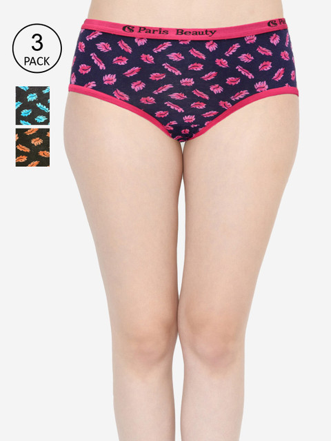 

GROVERSONS Paris Beauty Women Pack Of 3 Cotton Assorted Hipster Briefs RO-1100, Pink