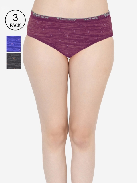 

GROVERSONS Paris Beauty Women Pack Of 3 Assorted Cotton Hipster Briefs