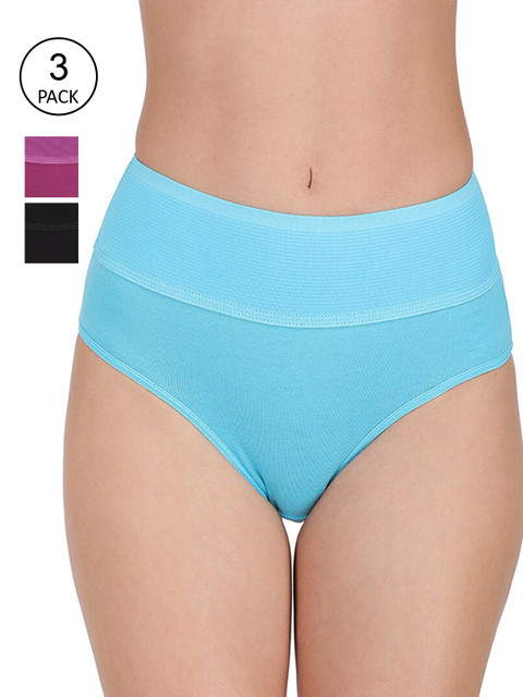 

GROVERSONS Paris Beauty Women Set Of 3 Solid Assorted Briefs, Blue