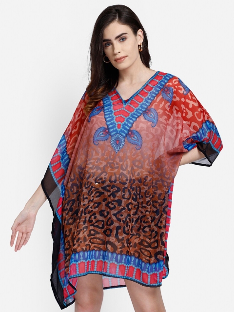 

Aditi Wasan Women Red Ethnic Motifs Relaxed Fit Kaftan Dress
