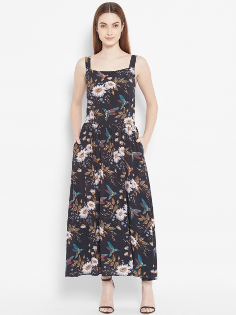 

VALBONE Women Black & White Floral Maxi Maxi Dress