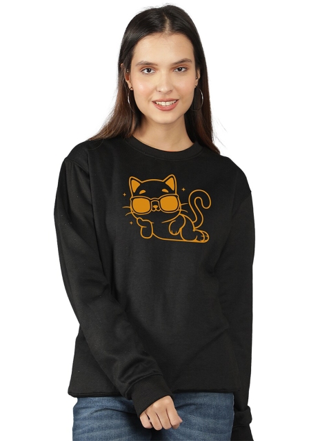

Mad Over Print Women Black Printed Sweatshirt