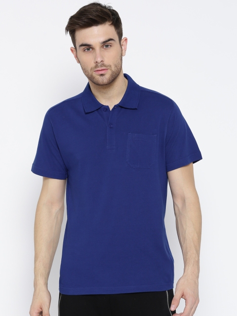 

Reebok Men Blue Essential Solid Polo Collar Training T-shirt