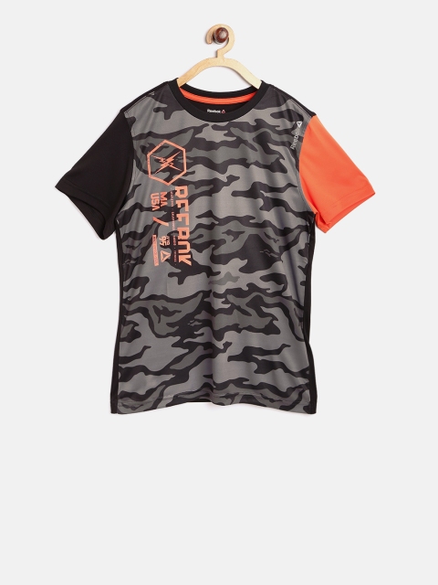 

Reebok Boys Charcoal Grey BAS Graphic Print Round Neck Training T-shirt