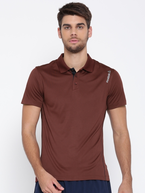 

Reebok Men Brown Solid Polo Collar T-shirt