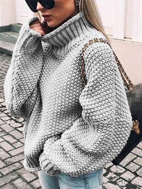 

BoStreet Women Grey Cable Knit Pullover