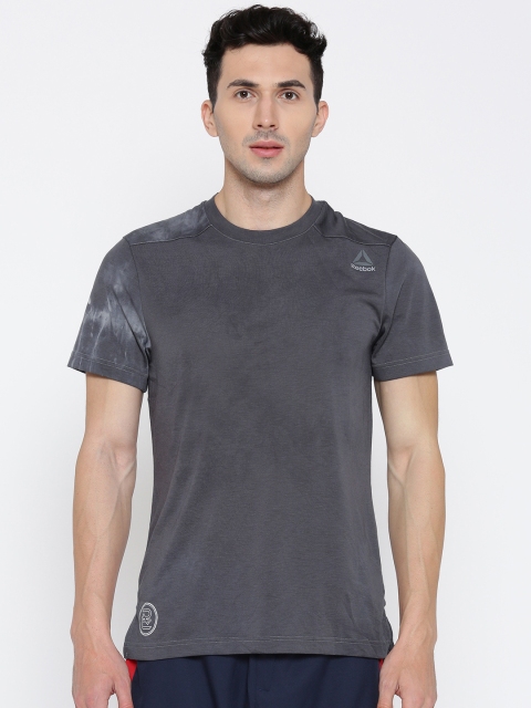 

Reebok Men Charcoal Grey Combat SPRAYDYE Round Neck T-shirt