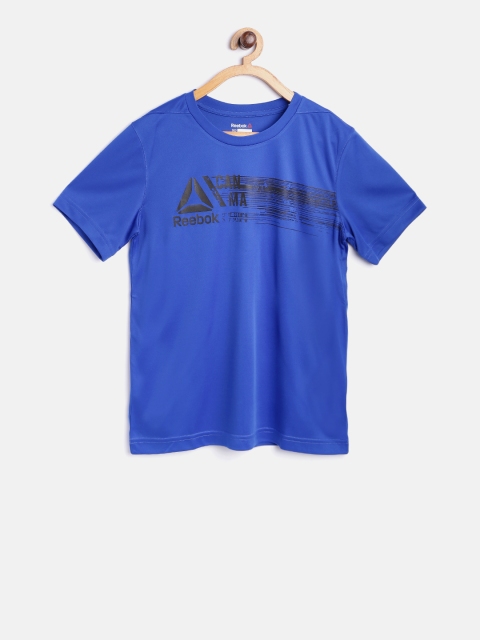 

Reebok Boys Blue ES POL 2 Printed Round Neck T-shirt