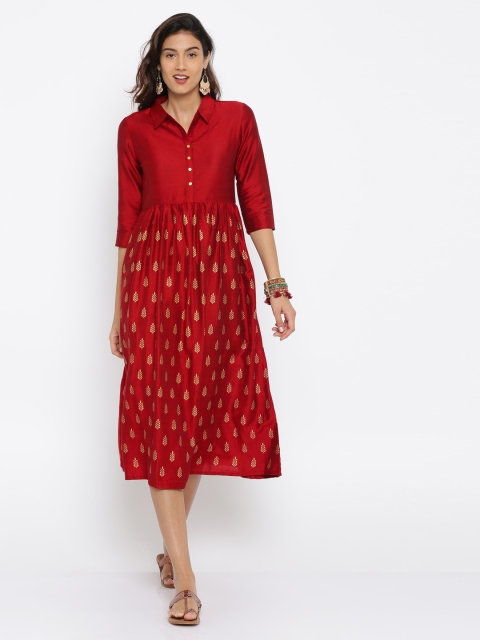 

Anouk Women Red Printed Fit & Flare Dress
