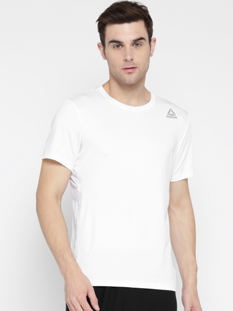 

Reebok Men White WOR PREM TECH Solid Round Neck Training T-shirt