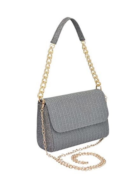 

INAAYA Women Grey & Gold-Toned Embellished Purse Clutch